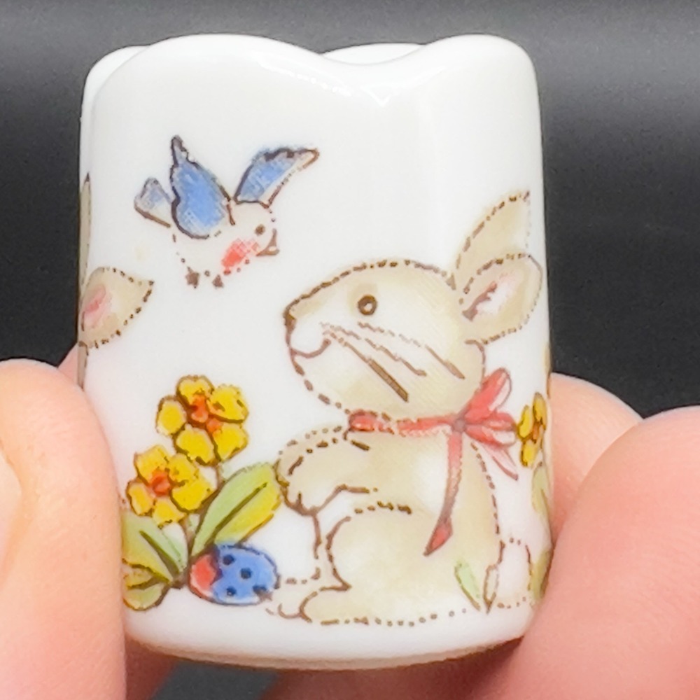 VTG W. Germany Ceramic Mini Candle Stick Holders Bunny Rabbit Easter - set of 6